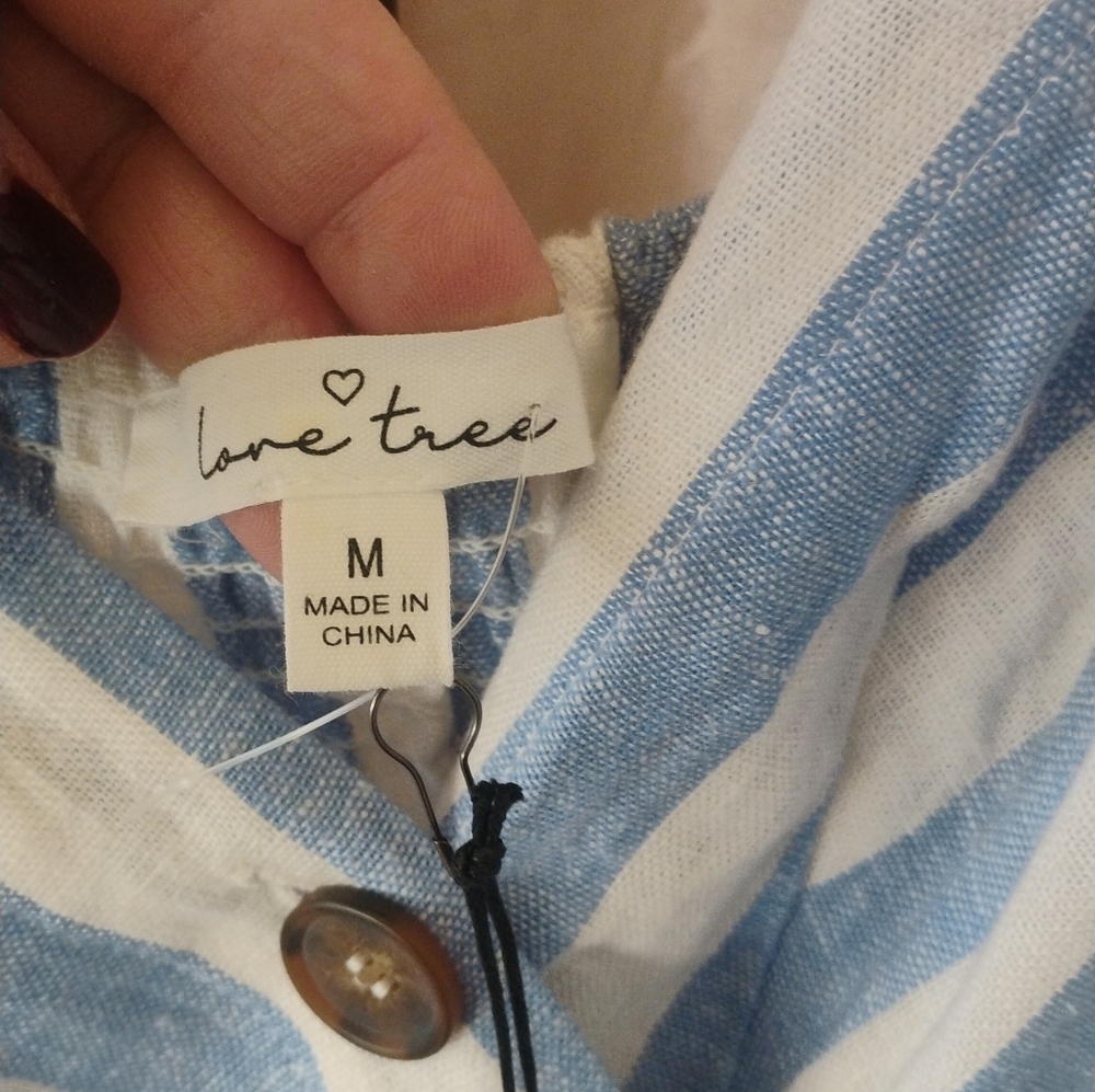 Love Tree Women's Striped Linen Blend Dress Size M NWT - Picture 5 of 6